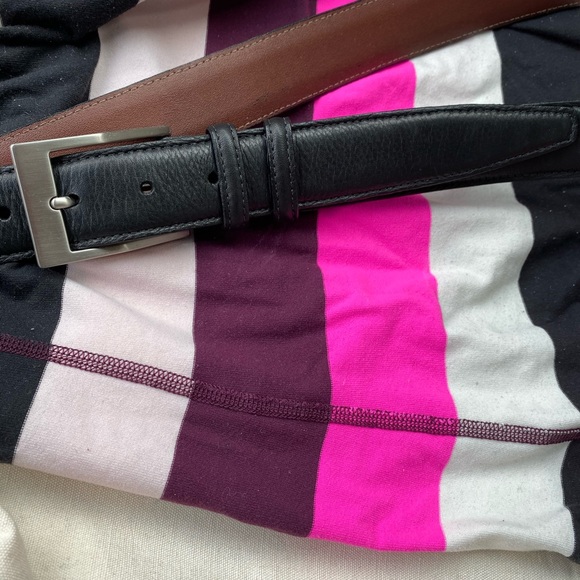 Men’s tumbled glove cowhide black men’s Belt 52 - Picture 6 of 8